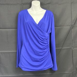 NEW Ann Taylor L/S Faux Wrap Top  M Royal Blue